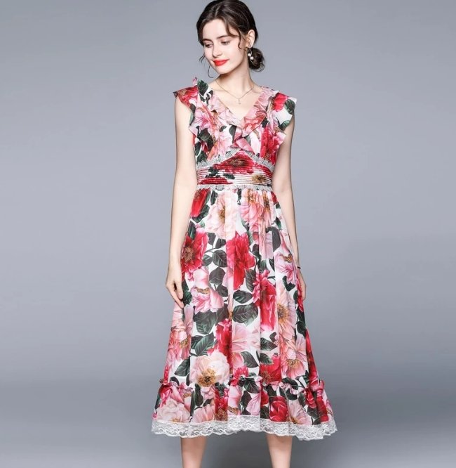 Ružové Šaty S Krátkym Rukávom Zo 40. Rokov