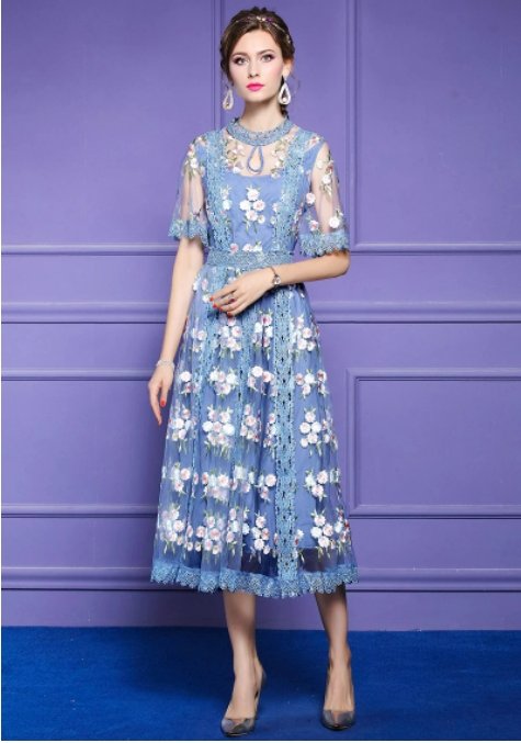 Modré Tenké Šaty Zo 40. Rokov