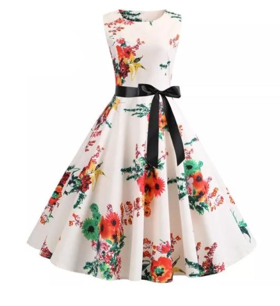 Béžovo-Ružové Vintage Rozšírené Šaty