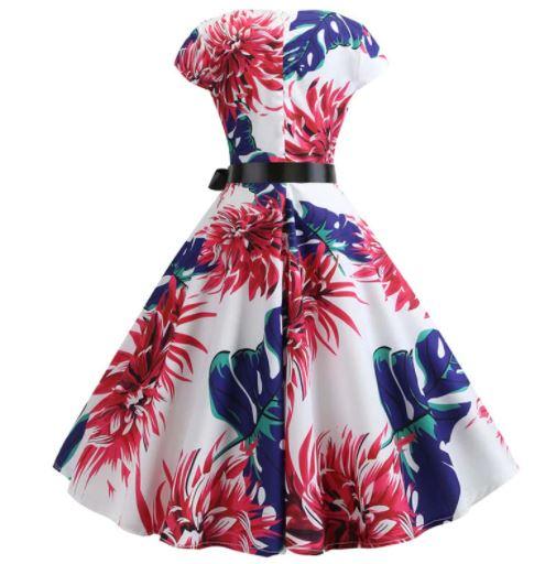 Vintage Rozšírené Šaty S Veľkými Kvetmi