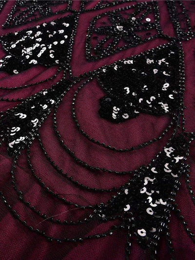 Dlhé Šaty Gatsby V Bordovej A Čiernej Farbe Haute Couture