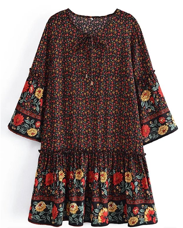 Čierne Hippie Šaty Zo 70. Rokov