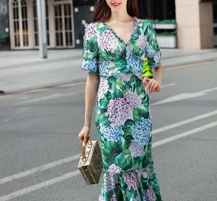 Vintage Potlač Šaty