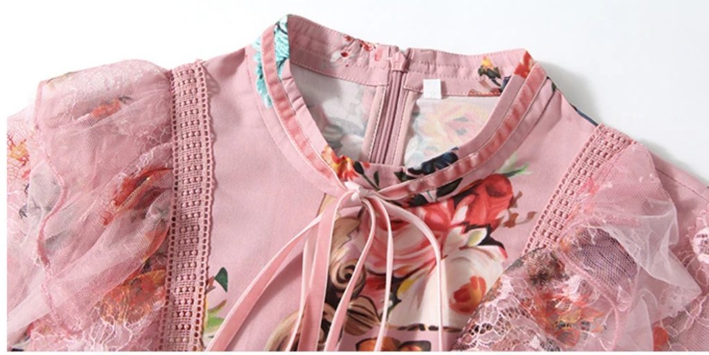 Dlhé Vintage Kvetinové Šaty Ružovej Farby