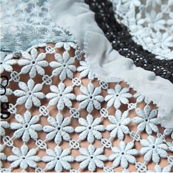 Dlhé Vintage Modré Volánikové Šaty