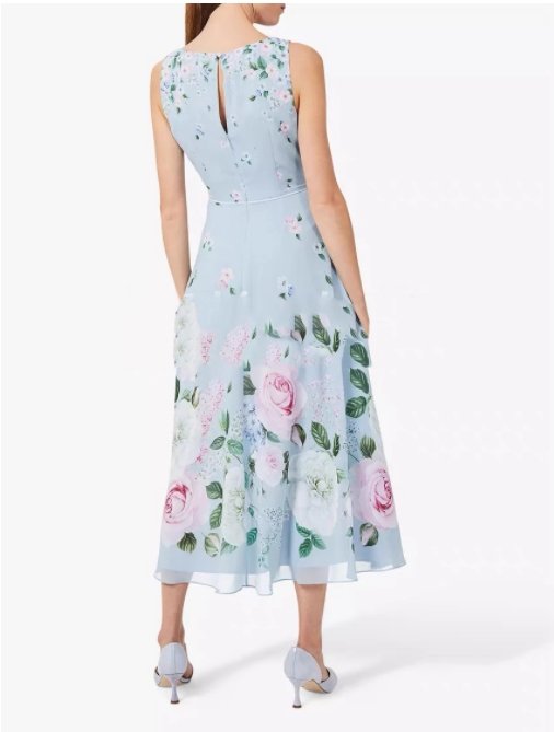 Vintage Modré Kvetinové Dlhé Šaty