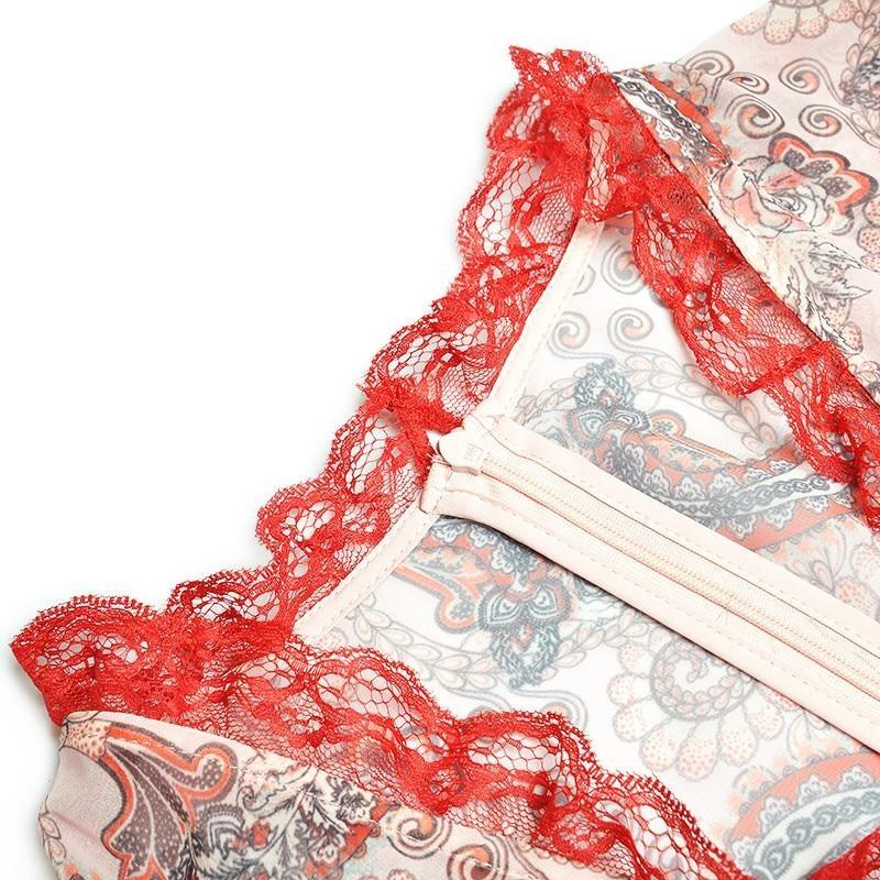 Červené Vintage Čipkované Šaty