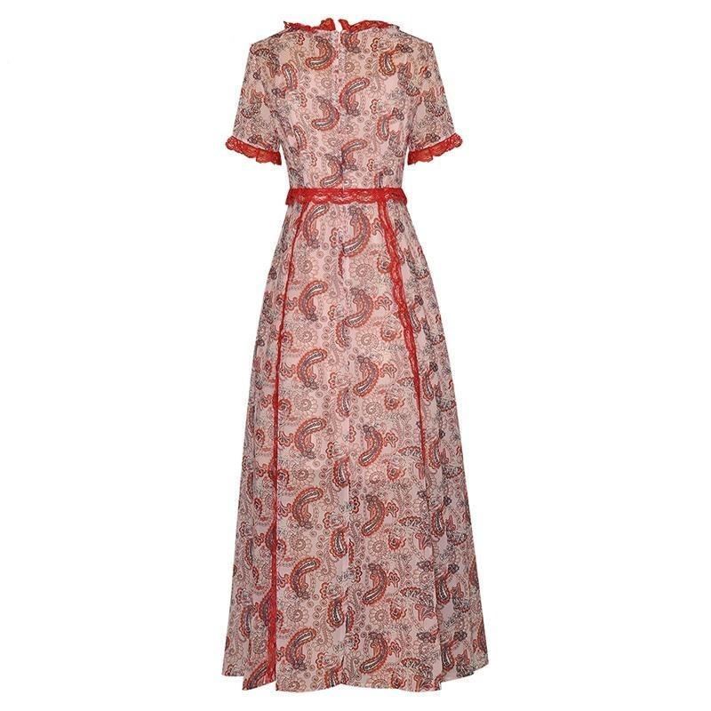 Červené Vintage Čipkované Šaty