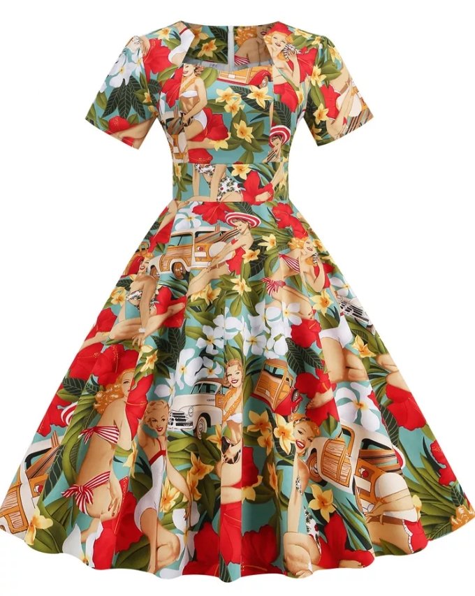 Šaty V Štýle Vintage Patchwork Z 50. Rokov