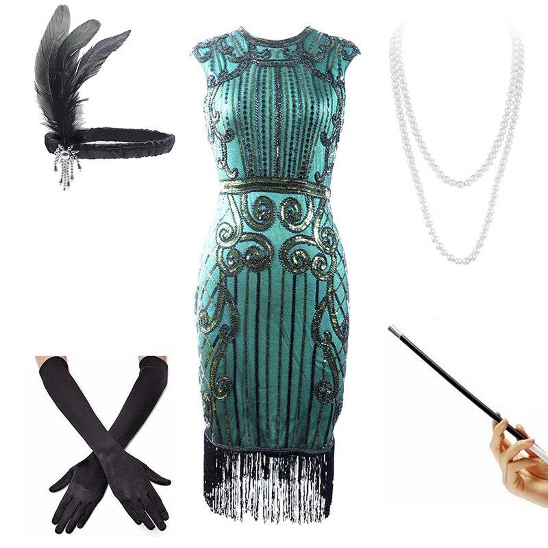 Zelené Šaty S Nízkym Pásom Z 20. Rokov