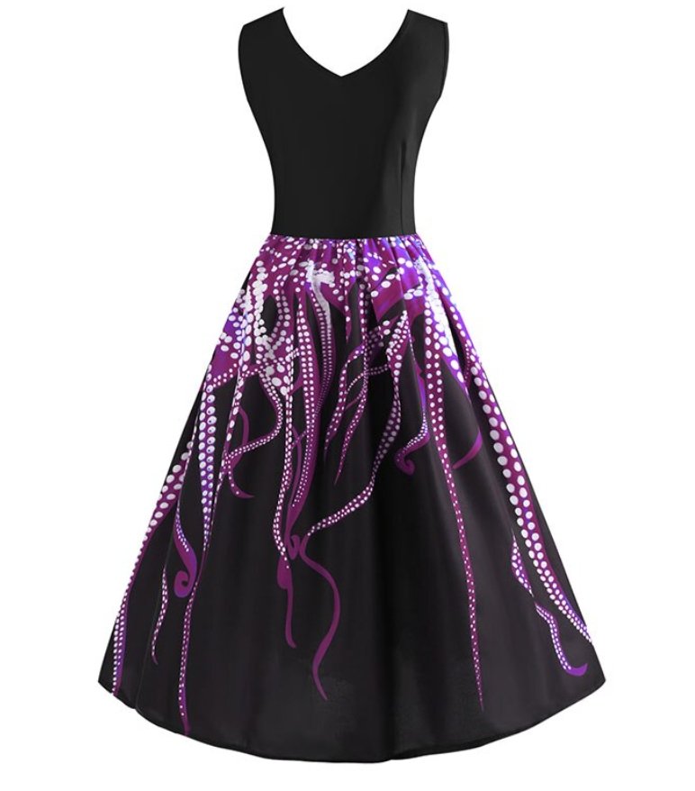 Vintage Šaty Bez Rukávov V Áčkovej Línii