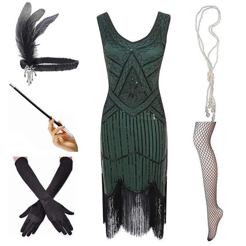 Vintage 1920 Dress Green