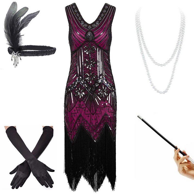 Vintage Fialové Šaty Z 20. Rokov