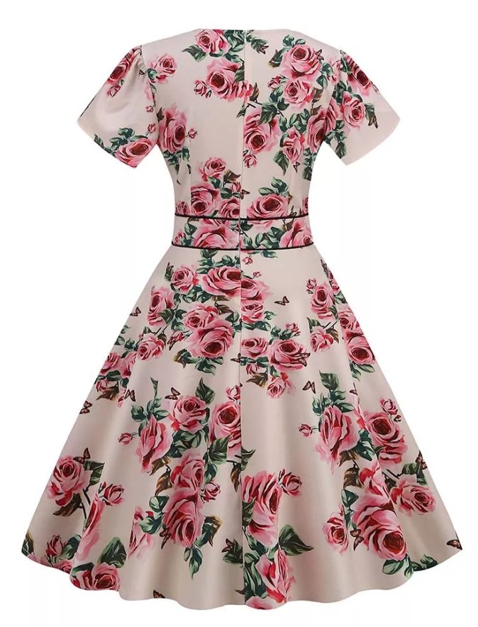 Vintage Šaty S Béžovými Kvetmi Zo 60. Rokov