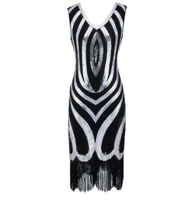 Vintage Čierne Korálkové Šaty Z 20. Rokov