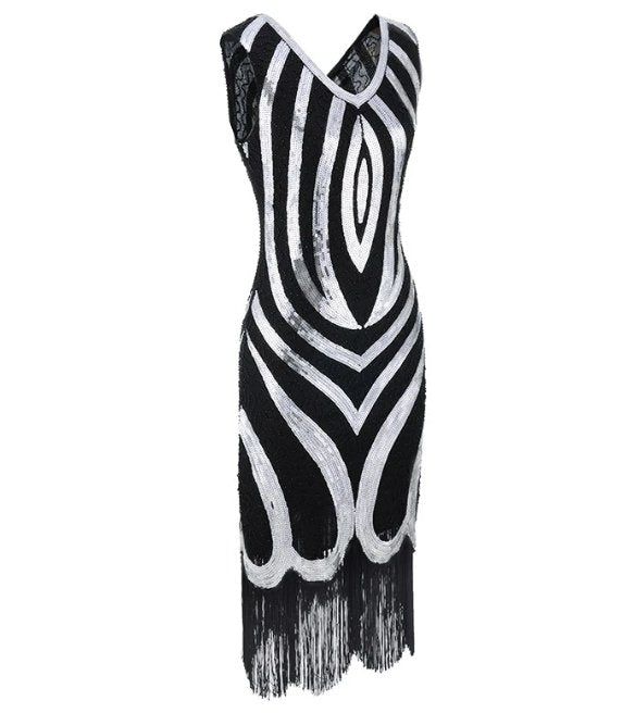 Vintage Čierne Korálkové Šaty Z 20. Rokov