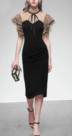 Vintage Čierne Šaty S Vysokým Pásom Zo 40. Rokov