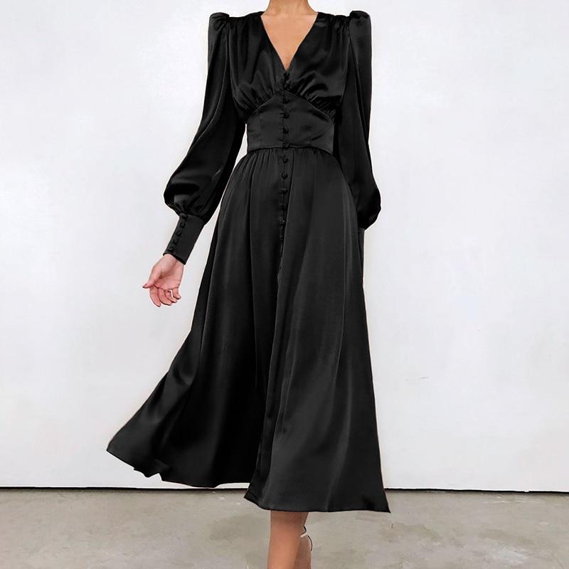 Vintage Čierne Saténové Šaty Zo 40. Rokov