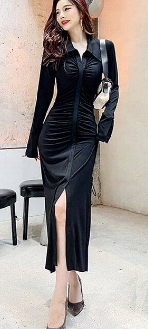 Vintage Jesenné Zimné Čierne Šaty