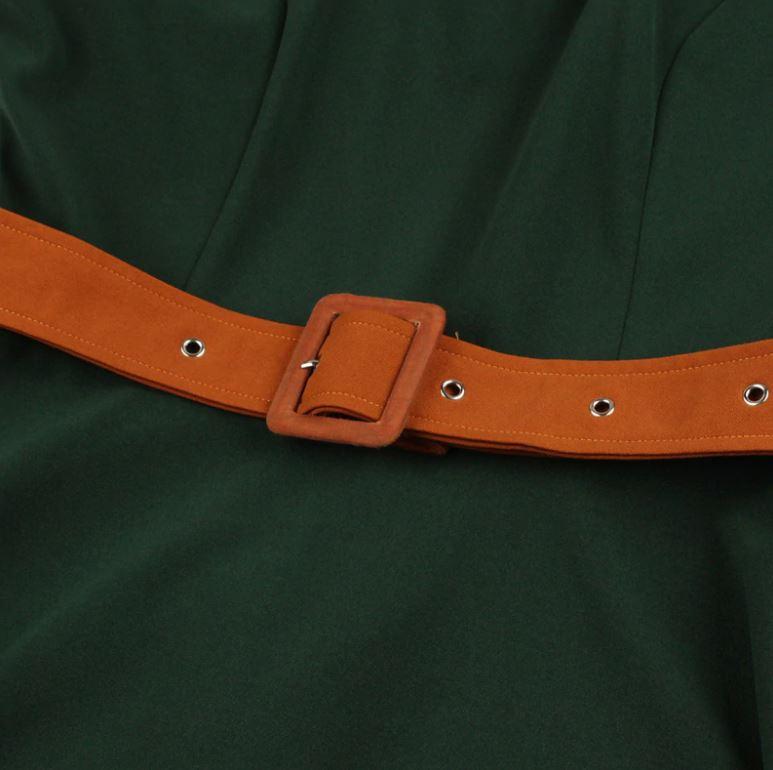 Vintage Jesenné Zelené Šaty