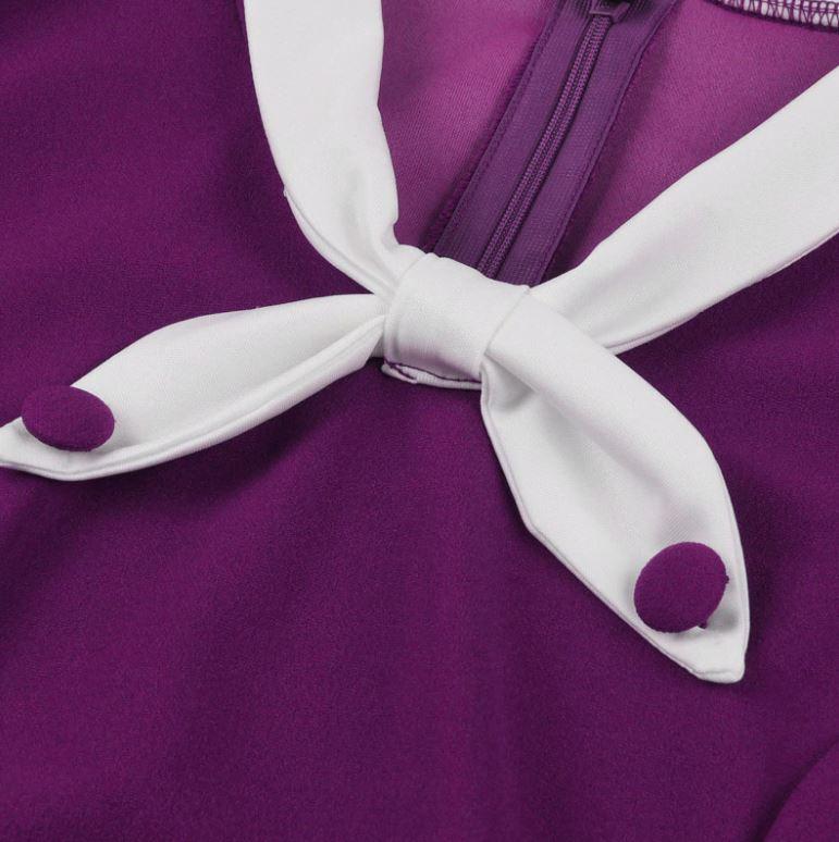 Vintage Jesenné Fialové Šaty