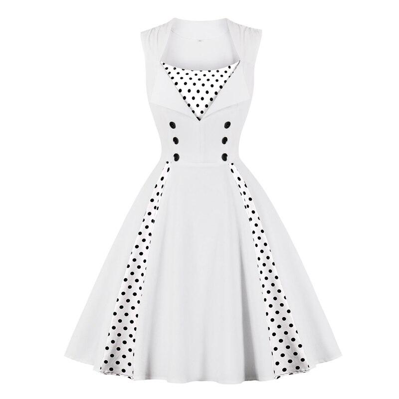 Vintage Biele Rockabilly Šaty