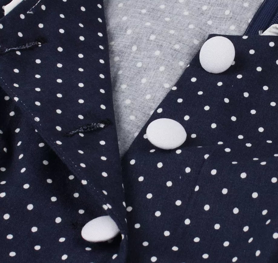 Vintage Modré Šaty S Čipkovaným Golierom