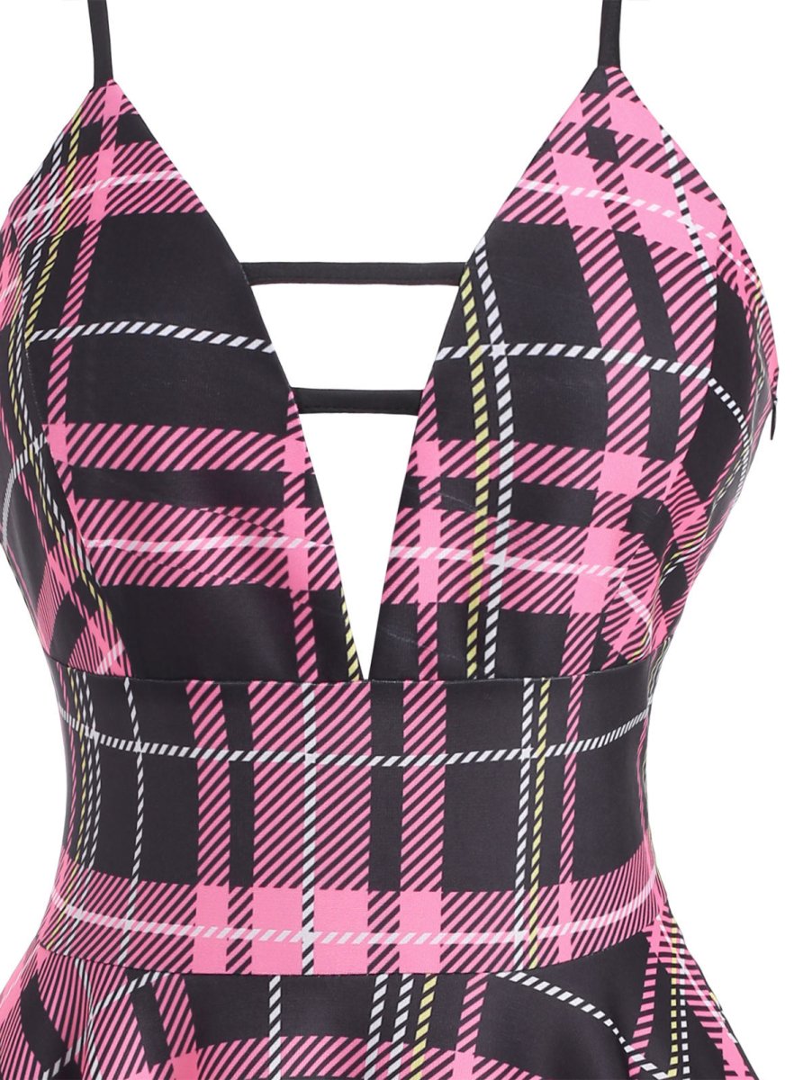 Šnurovacie Šaty Vintage Check Pink