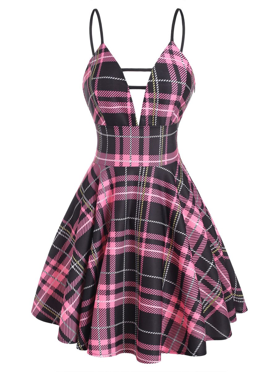 Šnurovacie Šaty Vintage Check Pink