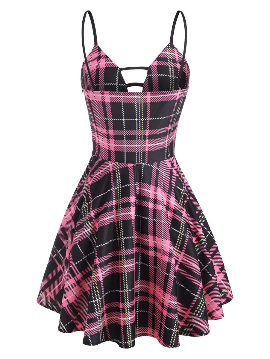 Šnurovacie Šaty Vintage Check Pink