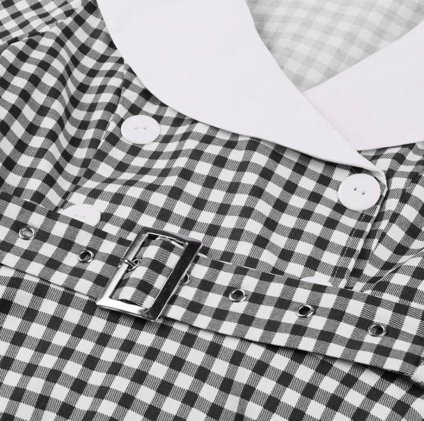 Vintage Čierne Kárované Šaty