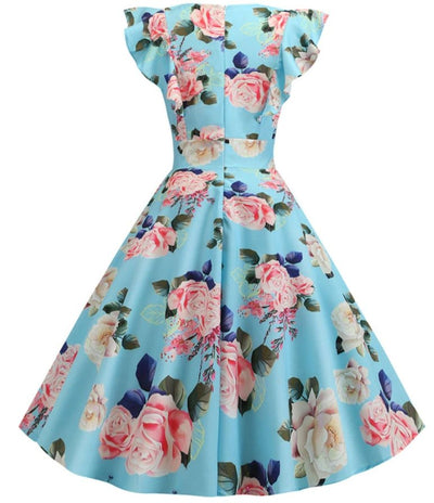 Vintage Elegantné Retro Šaty Modré