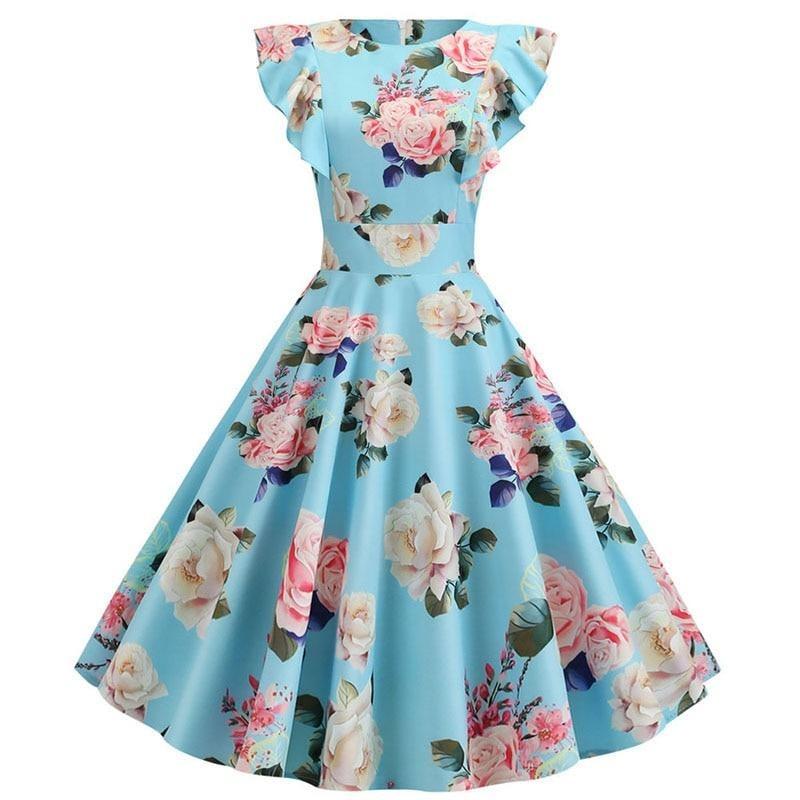 Vintage Elegantné Retro Šaty Modré