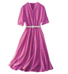 Vintage Šaty Fuschia S Výstrihom Do V