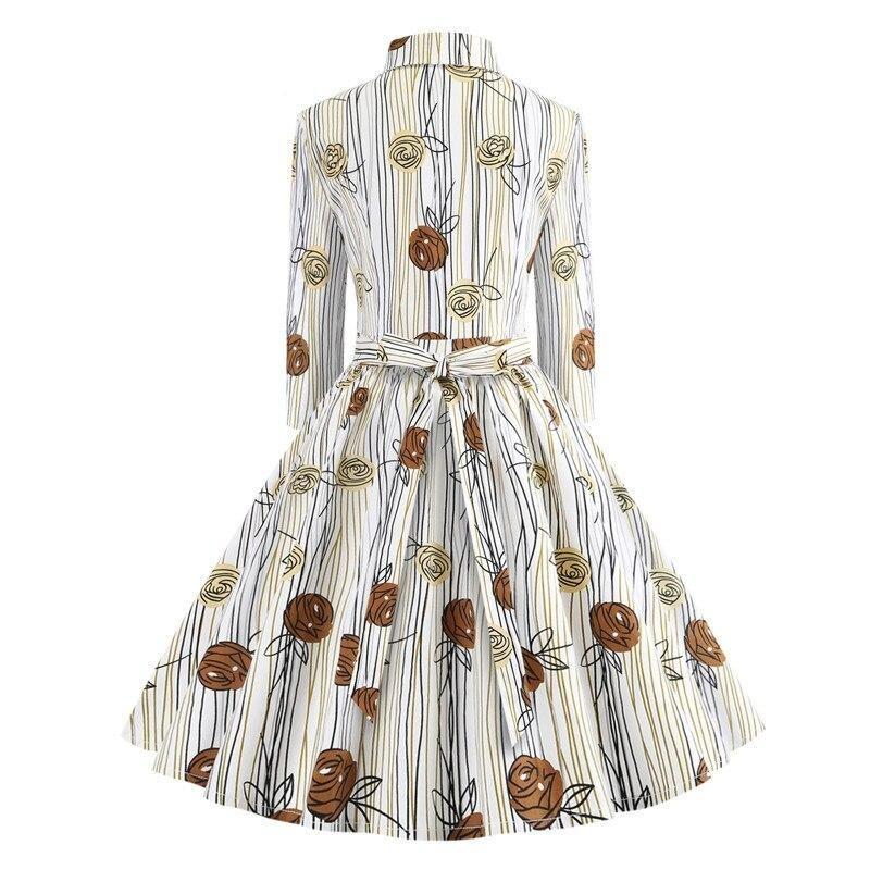 Vintage Šaty S Dlhými Rukávmi