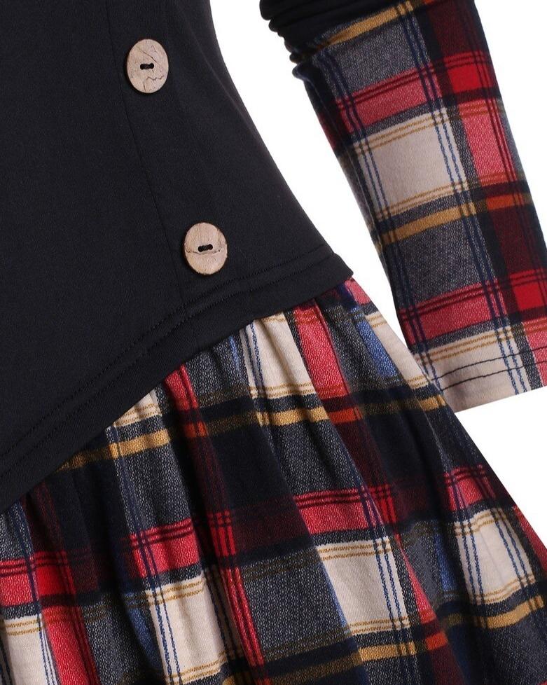 Vintage Čierne Škótske Šaty