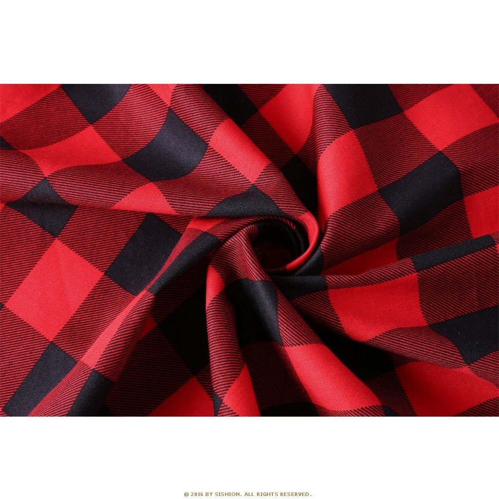 Vintage Červené Škótske Šaty