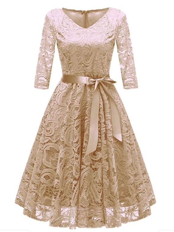 Vintage Žlté Čipkované Šaty Veľkej Veľkosti