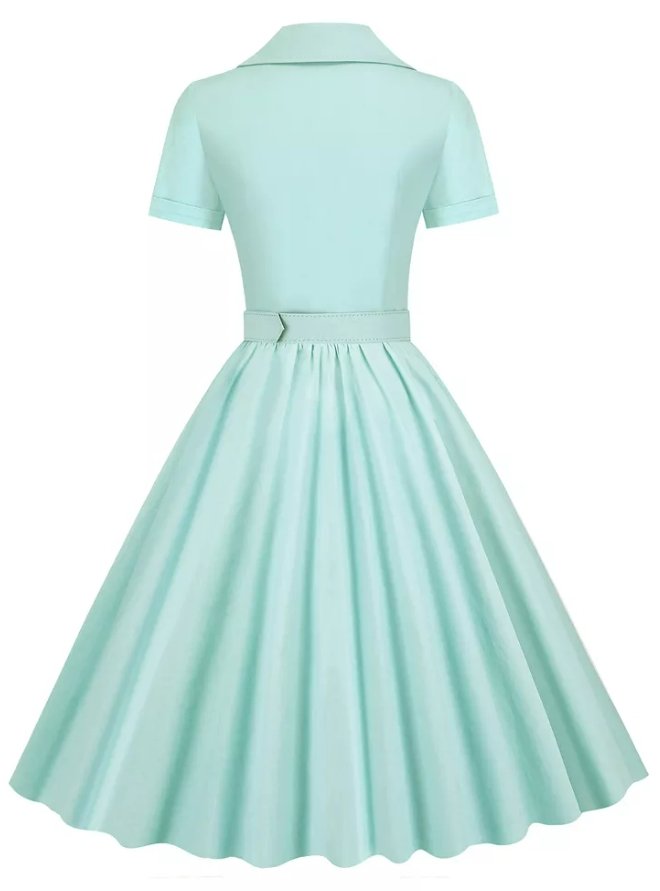 Vintage Tyrkysové Šaty S Vysokým Pásom