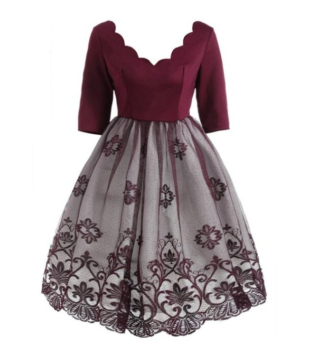 Vintage Šaty S Červenými Flitrami Veľkej Veľkosti