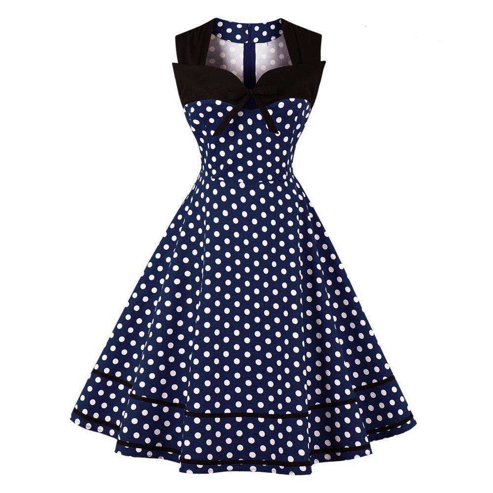 Vintage Šaty Retro Navy V Nadmernej Veľkosti
