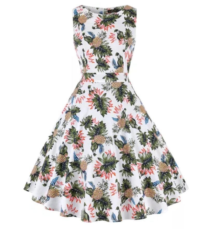 Vintage Extra Veľkosť Rockabilly Ananásové Šaty