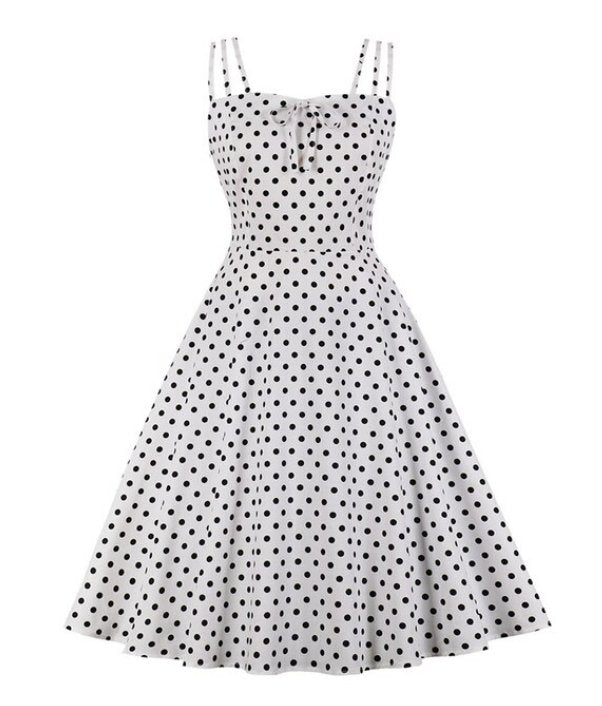 Vintage Extra Veľkosť Biele Šaty Rockabilly