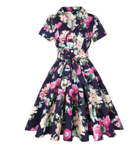 Vintage Šaty Rockabilly Flowers Plus Veľkosti