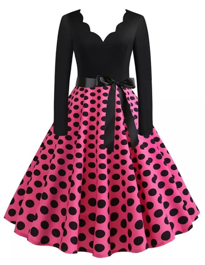 Vintage Plus Veľkosť Rockabilly Bodkované Šaty Ružové