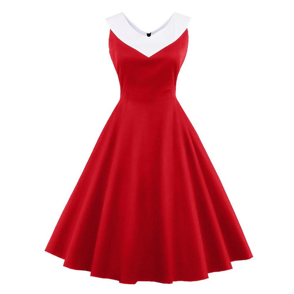 Vintage Červené Šaty Veľkosti Plus Elegantný Golier Červený
