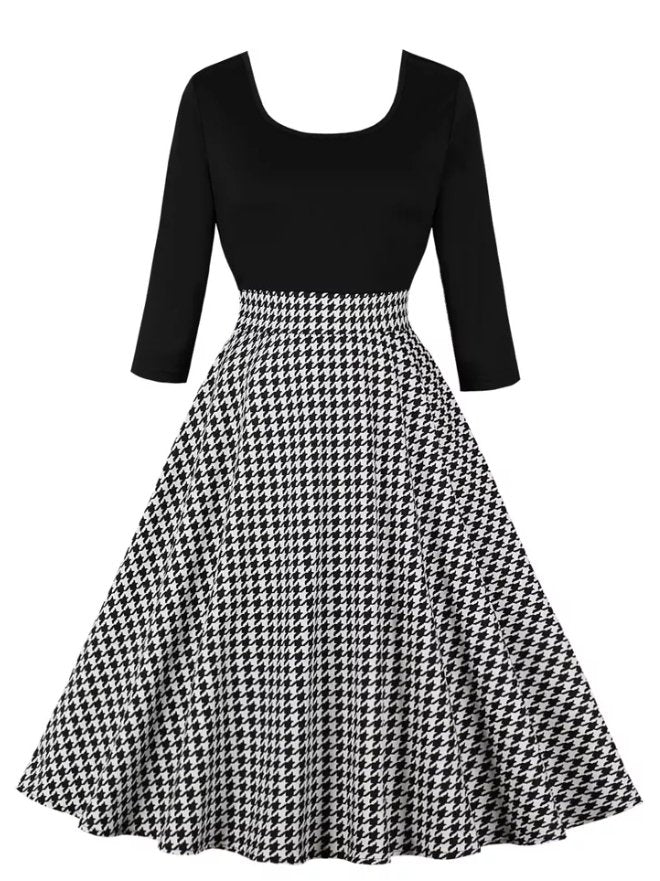 Vintage Šedé Kárované Šaty