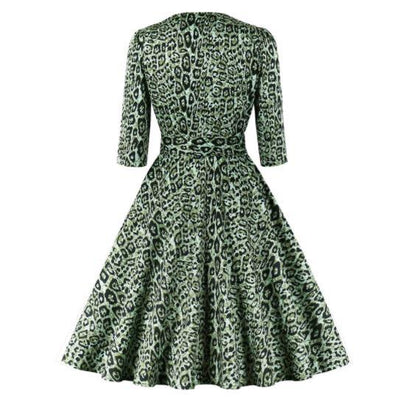 Vintage Zelené Leopardie Šaty
