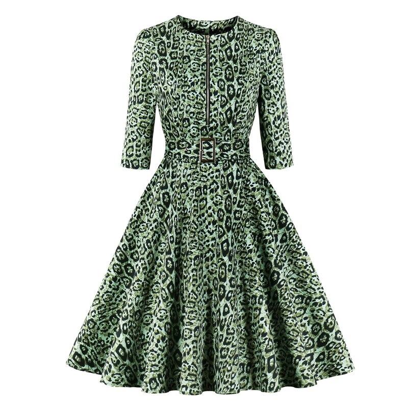 Vintage Zelené Leopardie Šaty