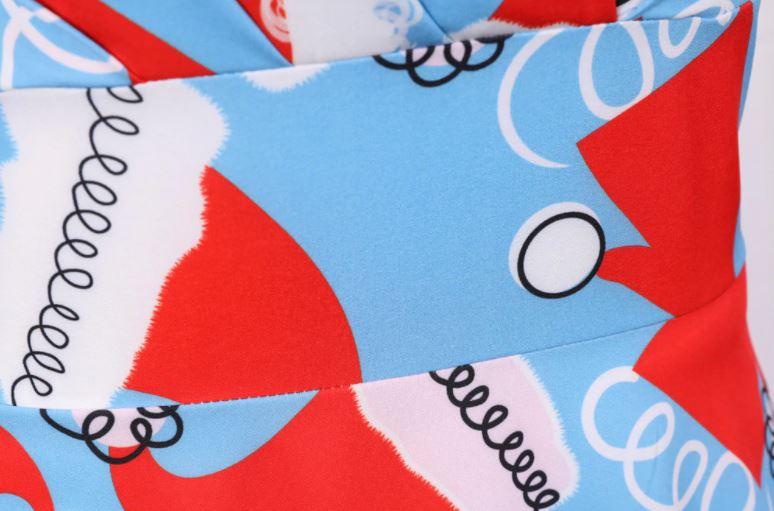 Vintage Vianočné Modré Šaty Veľkej Veľkosti